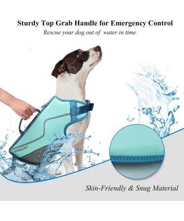 Vivaglory Sporty Dog Security Vest - Durable Neoprene Rescue Vest for Medium Dogs (Cyan 53-64cm) with Velcro Fastener - Buy Online on GoSupps.com