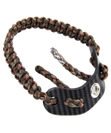 SUNYA Archery Bow Wrist Sling, 550 Paracord Strap Comfortable on Hand.100% Full Grain Leather Yoke, Multiple Camo Colors. Fit Compound Bow Stabilizer DS Dark Camo (CB)