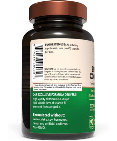 grow vitamin Beyond B1 Complex - Allithiamine Natural Vitamin B1 Supplement with Essential B-Vitamins, Thiamin, Niacin, Biotin, Magnesium & More - Supports Energy, Mood & Nervous System - 90 Capsules - Buy Online on GoSupps.com