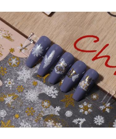 JMEOWIO Christmas Glitter Nail Art Stickers - 8 Sheets Snowflake Xmas Decals in Gold & White - Buy Online on GoSupps.com