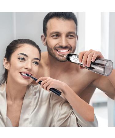 Ducard Electric Toothbrush with Water Flosser Combo | 9 Brush Heads, 5 Tips | 320ML IPX7 Waterproof Teeth Cleaner | Cordless & Portable | Home & Travel Use (Black) - Buy Online on GoSupps.com
