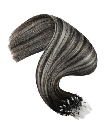 Youngsee Microring Extensions - Real Hair Silver & Black Ombre 35cm | 50g Short Microring Hair Extensions - Buy Online on GoSupps.com