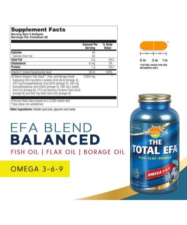 Nature's Life Total EFA Fish Oil 1200 mg | Organic Flaxseed & Borage Oils | Heart, Skin & Memory Support | 180 Softgels - Buy Online on GoSupps.com