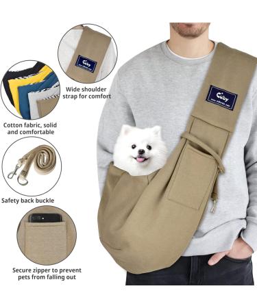 Buy Hand-Free Khaki Pet Carrier Bag - Breathable Cotton Travel Bag for Dogs & Cats - Buy Online on GoSupps.com