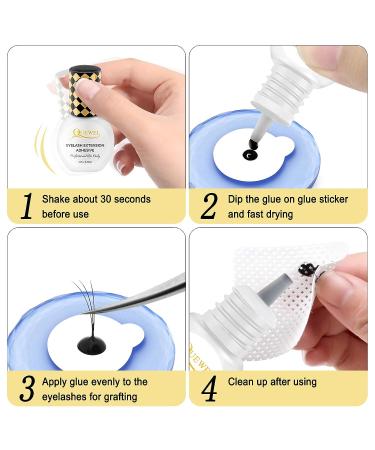 QUEWEL Strong Black Eyelash Extension Glue | 6ml, 1-2 Sec Drying Time, 7-8 Weeks Retention | Low Fume & Non-Irritating - Buy Online on GoSupps.com