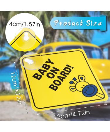 Bewudy 2 PCS Baby on Board Car Signs - Reusable Yellow Sticker with Suction Cups for Safety - Lion and Giraffe Design - Buy Online on GoSupps.com
