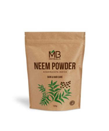 MB Herbals Pure Neem Leaf Powder 100 Gram / 3.5 oz | Azadirachta Indica | Wildcrafted Bitter Neem Supplement Skin Hair & Detox
