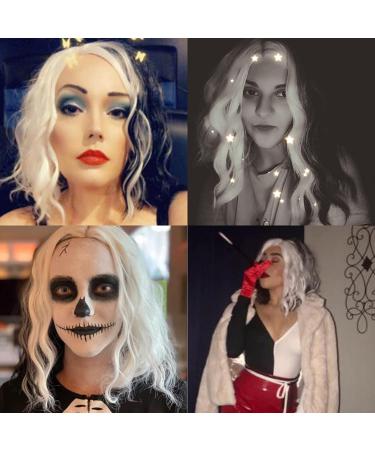 BUFASHION 14 Women's Short Black & White Kinky Straight Cosplay Wig with Air Bangs | 46 Colors Options | Synthetic Hair (White with Black - Buy Online on GoSupps.com