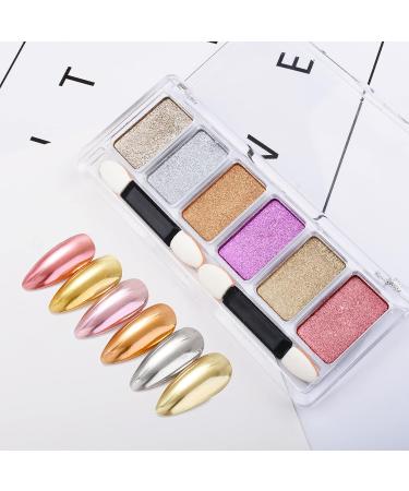 6 Colors Chrome Nail Powder - Holographic Metallic Mirror Effect for Salon DIY Nail Art - Buy Online on GoSupps.com