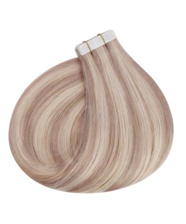 UGEAT Ashblond Tape-In Extensions - 55cm Real Hair #18/613 - 20 Pieces 50g Invisible Ash Brown & Bleichblond - Buy Online on GoSupps.com