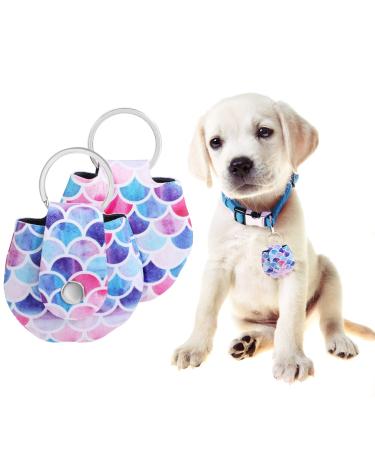 2 pieces dog brand bag with snap knob dog brand military dog ID silencer ring dog silencer supplied the identification brands address tag for dogs cats and day dog brand animal brand colorful fish scale-purple pink