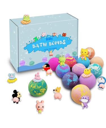 Bath Bombs for Kids Girls Boys Teens with Surprise Toys Inside Kid Natural Bath Bomb 12 Pack Bubble Fizzes Bath Bombs Gift Kit for Birthday Christmas