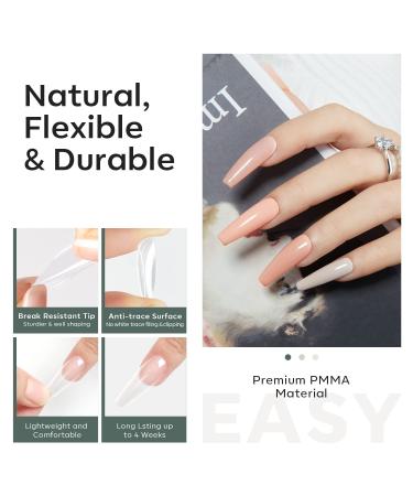 Modelones Nail Tips & Glue Gel Kit - 500 Pieces Mini UV Lamp Gel Nail Extension Set Transparent Color - Perfect Nail Art Gift - Buy Online on GoSupps.com