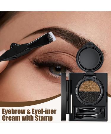 Eyebrow pomade Twotone Eyebrow Mascara Eyebrow and Eye Long Lasting Elegance Liner Cream with Stamp Waterproof Eyebrow Powder with Double Brush for Women 01 - Buy Online on GoSupps.com