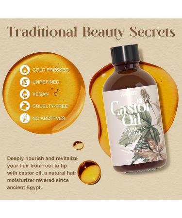 SALUBRITO 120ml Organic Castor Oil for Eyelashes Eyebrows Hair Skin Body Beard Nail 100% Pure & Natural Hair Oil Cold-Pressed with Lash Brush & Brow Brush Set - Buy Online on GoSupps.com