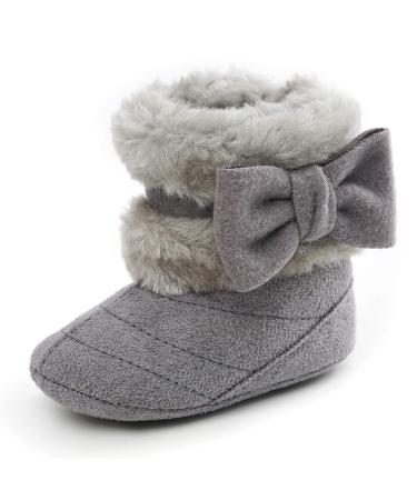 Yinuoday Winter Baby Girls Shoes Toddler Snow Boots Warm Prewalker Newborn Boots Anti-Slip 6-12 Month Infant Gray