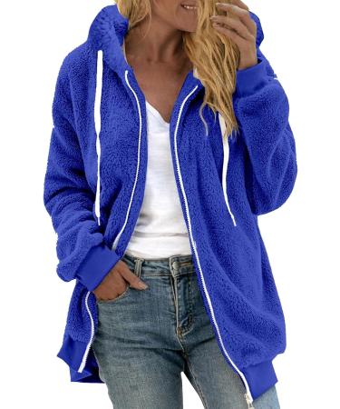 Hanxiulin Women's Oversize Plush Jacket | Warm Lined Fleece Hiking Coat | Lightweight Quilted Outdoor Winter Jacket 4XL Blue - Buy Online on GoSupps.com