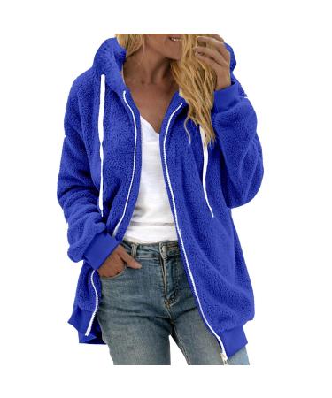 Hanxiulin coat plush jacket hoodie jacket oversize winter coat women cardigan basic hooded jacket windproof warm bomber jacket hooded tops fluffy jacket 4xl blue