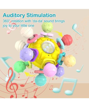 Baby Teething Ball Toy for 0-12 Months | Rattle Sensory Infant Toy - Yellow - Buy Online on GoSupps.com