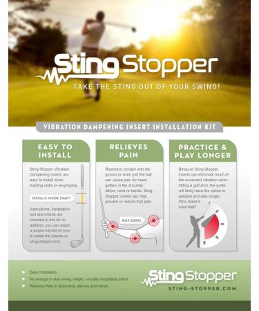 Sting Stopper Golf Shaft Vibration Dampening Inserts Kit (12 Inserts and 1 Tool: Enough for 12 Golf Clubs)
