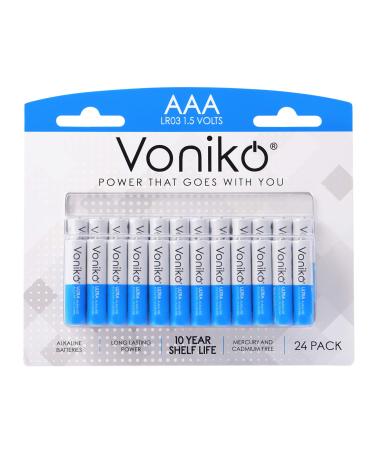 VONIKO - Premium Grade AAA Batteries - 24 Pack - Alkaline Triple A Battery - Ultra Long-Lasting, Leakproof 1.5v Batteries - 10-Year Shelf Life 24 Count (Pack of 1)