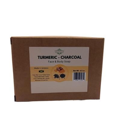 Organic Turmeric Charcoal Soap Bar - Handmade Exfoliating Soap for Men & Women | All Natural & Cold Process | Made in Jamaica - Buy Online on GoSupps.com