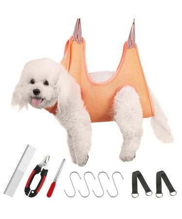 Guzekier Pet Dog Grooming Hammock Harness for Cats & Dogs, Dog Sling for Grooming, Dog Hammock Restraint Bag with Nail Clippers/Trimmer, Nail File, Pet Comb,Ear/Eye Care for Small Dogs & Cat/ 10-25lb