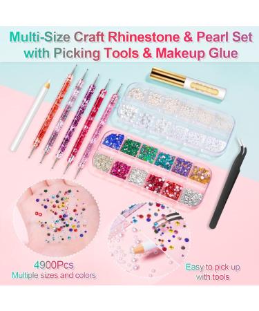 4900PCS Face Gems & Pearls Set with Glue - Makeup Rhinestones Kit for Nail, Hair, Body, Eyes - Rhinestone & Pearl Jewels with Tools - Buy Online on GoSupps.com