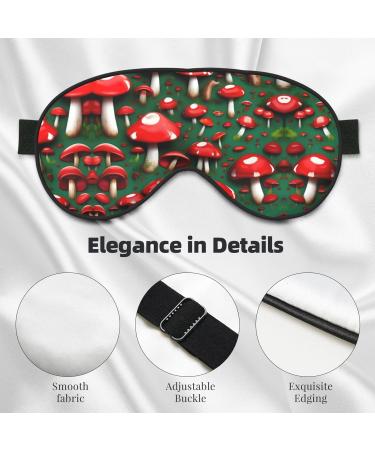 Red Cap Mushrooms Print Unisex Sleep Mask - Double-Sided Eye Mask for Sound Sleep & Skin Care Black - Buy Online on GoSupps.com