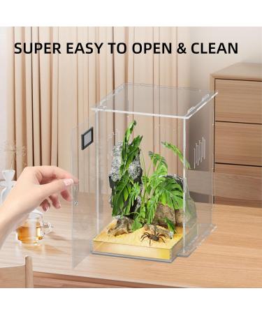 Optimized Giznzg Terrarium for Reptiles - Acrylic Feeding Box with Digital Thermometer & Hygrometer for Spider Snail Frog Lizard Turtle (25x15x15cm) - Best Reptile Breeding Habitat - Buy Online on GoSupps.com