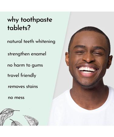 Spearmint Toothpaste Tablets & Bamboo Toothbrush Set | Travel Teeth Whitening Tabs for Adults & Kids | Fluoride-Free, Gluten-Free, Vegan | Eco-Friendly & Plastic-Free | 60 Tabs - Buy Online on GoSupps.com