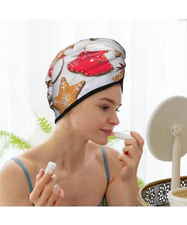 Christmas Gingerbread Cookies Microfiber Hair Towel | Soft Super Absorbent Coral Velvet Wrap for All Hair Types - Buy Online on GoSupps.com