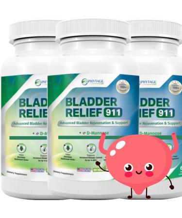 Phytage Labs Bladder Relief 911 Advanced Bladder Support for Men & Women Detoxifying Formula 60 Veggie Capsules (3-Pack)