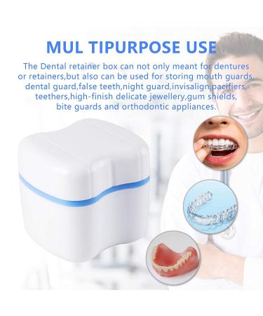 Strong Dark Blue Denture Case with Retainer Brush and Cups - Upgraded Dentures Box for Safe Storage and Cleaning - Buy Online on GoSupps.com