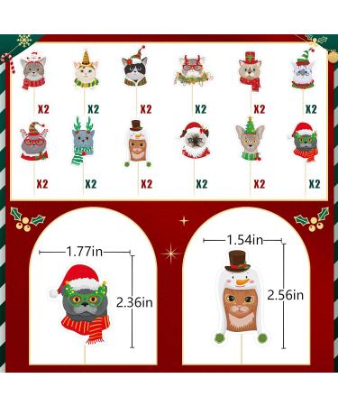 Cat Themed Christmas Cupcake Toppers Santa Cat Cupcake Toppers Kitten Christmas Birthday Cake Picks Christmas Baby Shower Decor Merry Christmas Party Supplies Cat Christmas Decorations 24 Pcs - Buy Online on GoSupps.com