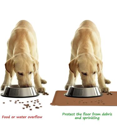 SACRONS Non-Slip Waterproof Pet Feeding Mat with Raised Edges - Easy to Clean - 18.5 x 11.5 (Brown) - Buy Online on GoSupps.com