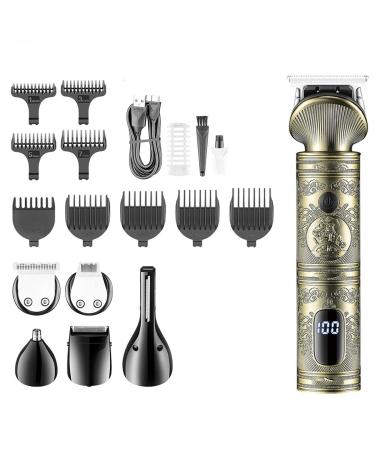 Professional Hair Clippers for Men Hair Trimmer 6 in 1 Grooming Kit Hair Clipper Nose Trimmer Shaver Body Trimmer Professional Rechargeable Metal Vintage
