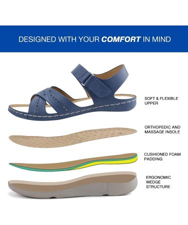 Ortho+rest Women's Orthopedic Arch Support Sandals - Size 8 Navy - Buy Online on GoSupps.com