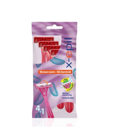 X-EPIL disposable razor for women with two blades his top of the slide with vitamin E and aloe vera ensures easy sliding on the skin surface and minimizes the irritation (5 pieces)