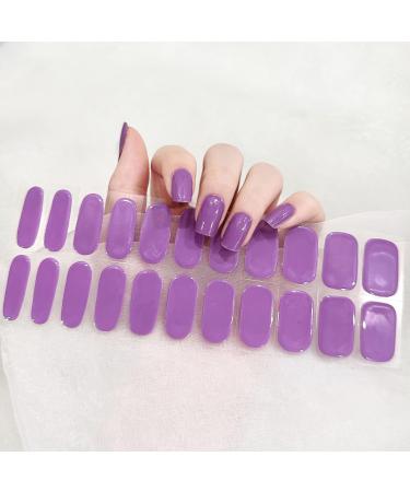 CBOIC 22 pieces halved gel nail films gel nail polish sticker nail film UV hardening salon quality nail foil self -adhesive fingernails to stick on for women girls nail decoration - purple