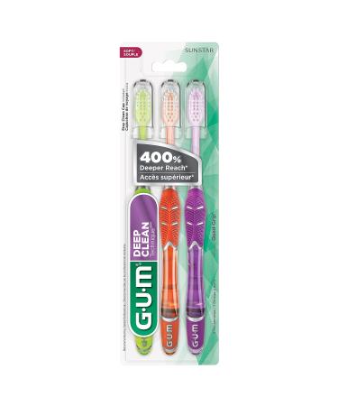 GUM 525E Deep Clean Toothbrush - Compact Head, Soft Bristles - 3 Count - Buy Online on GoSupps.com