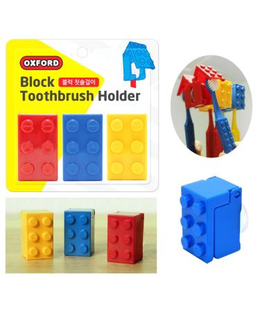 3pcs Brick Design Toothbrush Case Cover Holder Set for Office Travel Home for Kids Children (3Pcs-BlockHolders) - Buy Online on GoSupps.com
