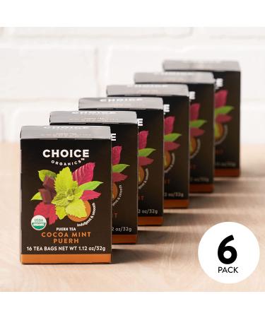Choice Organic Teas Puerh Tea Cocoa Mint - 16 Bags | Organic & Delicious - Buy Online on GoSupps.com