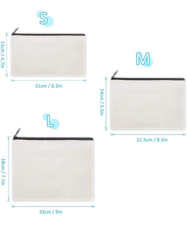 Sinzip 12-Piece Black Cotton Canvas Makeup Bag Set | Multipurpose Cosmetic Toiletry Pouch | DIY Craft & Pencil Bag | Travel-Friendly | Black M - Buy Online on GoSupps.com