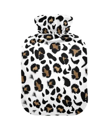Hot water bottles with cover black brown leopard hot water bag for pain relief period cramps water heating pad 2 liters