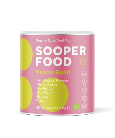 Sooper Food Muscle Build Protein 250g Powder-Bio-Vegan-Protein Addon in Superfood Boost-Essential Amino acids-Vegetable protein & whey Alternative-including pea hemp protein etc. Muscle Build 250 g (1 Pack)