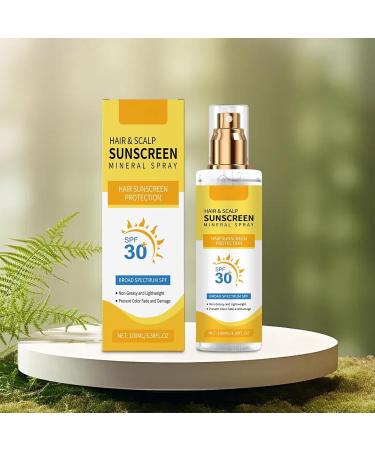 Hair & Scalp Sunscreen Spray SPF 30 | UV Protection Spray for Color-Treated Hair Non-Greasy Scalp Shield with Coconut Oil | Broad Spectrum UVA/UVB Defense Against Fade & Dryness (1) - Buy Online on GoSupps.com