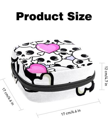 Skull Heart Pattern Sanitary Napkin Storage Bag - Portable Period Kit Pouch - Buy Online on GoSupps.com