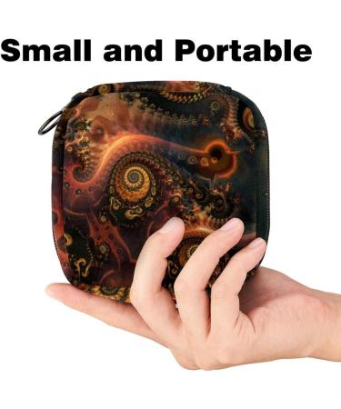 Fractal Print Menstrual Pad Bag with Zipper | Stylish Ladies Napkin & Tampons Pouch for Women & Girls | International Shipping Available - Buy Online on GoSupps.com
