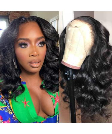 13x4 HD Lace Front Wigs Human Hair Pre Plucked Body Wave Wig Frontal Wigs Human Hair 180% Density Brazilian Virgin Hair Glueless Wigs Human Hair Pre Plucked with Baby Hair Natural Color 14 Inch 14 Inch Natural Color